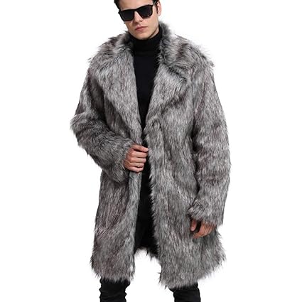 Kunstpelz Mantel Herren, Oyedens Pelzmantel Mit Kapuze Kunst Felljacke Herren Wind Coat, Winterjacke Mantel Kunstpelz Lange J