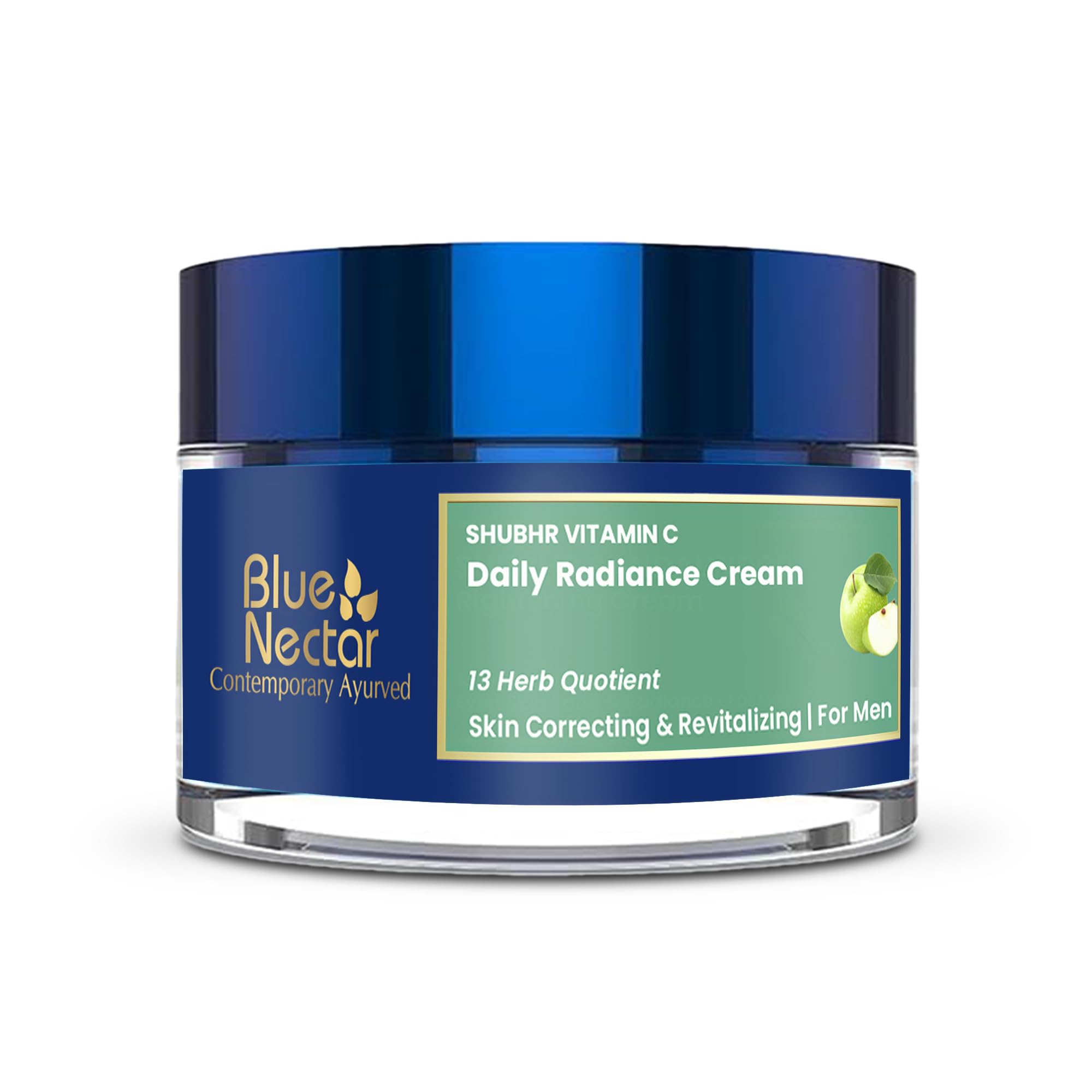 Blue Nectar Natural Vitamin C Face Cream for Men with Ayurvedic Herbs -Green Apple, Aloe Vera & Turmeric for Brightening and Radiance Glow Skin(50 g)