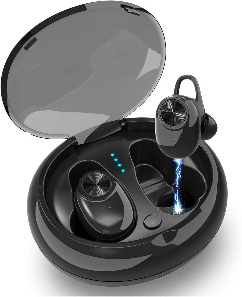 Wireless Earbuds, Junwer True Wireless Earbuds, Mini Bluetooth Earbuds with Charging Case 18H Playtime Stereo Bass TWS Bluetooth Headset, Wireless Bluetooth Headphones Built-in Microphone (Black)