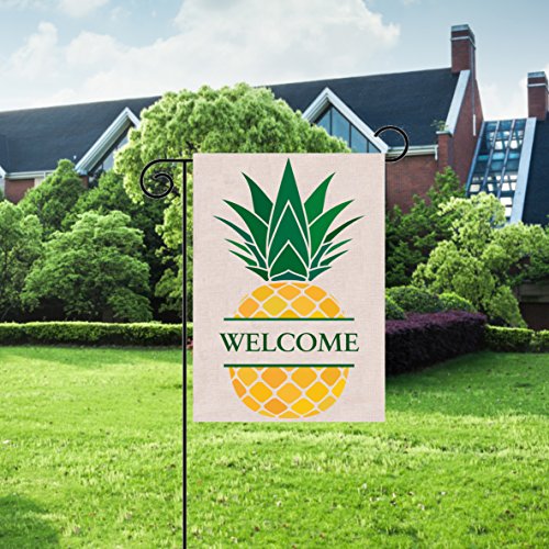 Welcome Pineapple Garden Flag| Double-sided, Burlap, Great Design Yard Flag to Brighten Up Your Home 12.5"X18" - Thumbnail 2