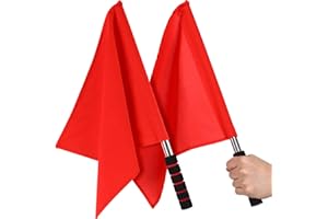 GANAZONO 2 Pcs signal flag marker flags volleyball flags line traffic marking flags for lawn bike flags with pole for safety linesman flag red flag equipment sports polyester cotton