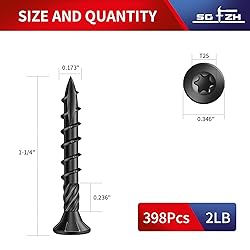 SG TZH #8 x 1-1/4" Deck Screws (398Pcs) 2lb. Carbon