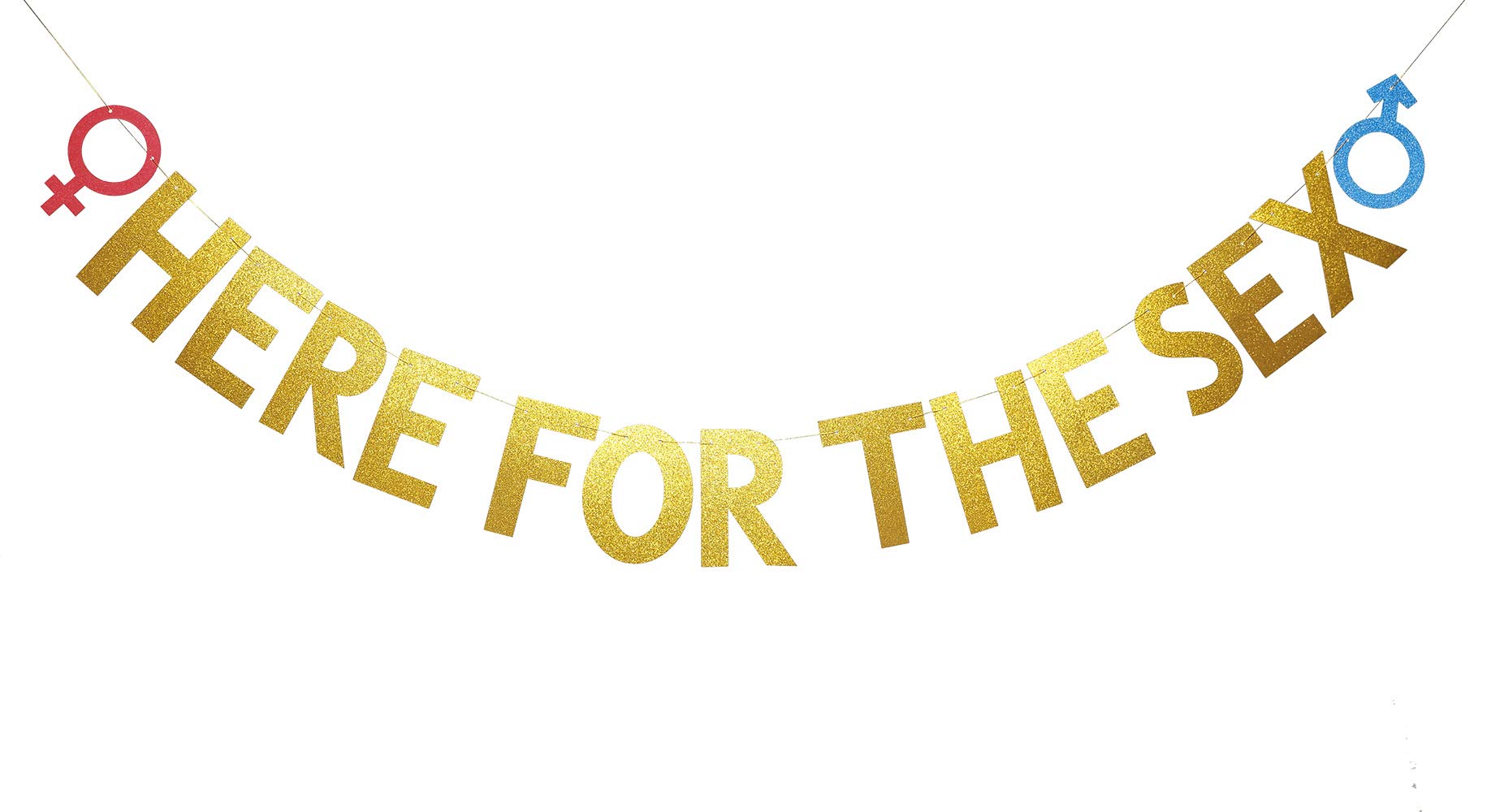 Topfunyy Here for The Sex Banner Banner Gold Glitter Garland for Baby Shower Gender Reveal Party Supplies Decorations