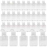 Vinsencoo 50 Pcs 1oz/30ml Mini Plastic Empty Bottles with Flip Cap Portable Travel Size Reusable for Hand Sanitizer Shampoo and Conditioner Baby Shower Weeding Party Favors, clear