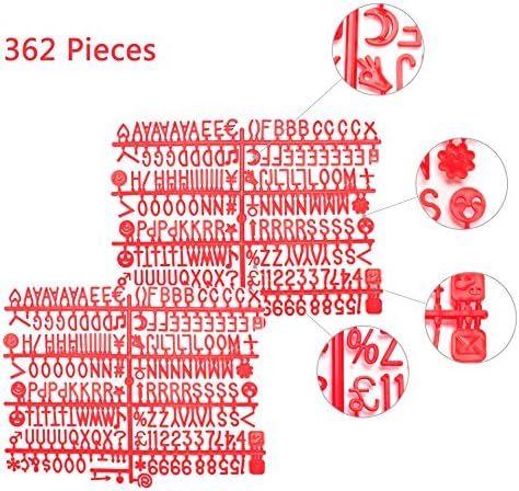 Losga 362 Red Letters For Changeable Felt Letter Boards 3/4", Numbers &amp; Symbols Includes @ ! $ emoji