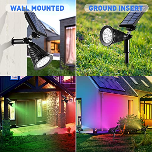 Sunklly Solar Spot Lights Outdoor Color Changing, 8 Lighting Modes 2in