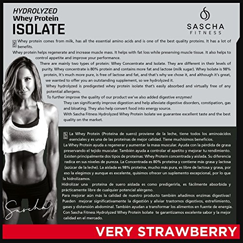 Sascha Fitness Hydrolyzed Whey Protein Isolate,100% Grass-Fed (2 Pounds, Strawberry) ...