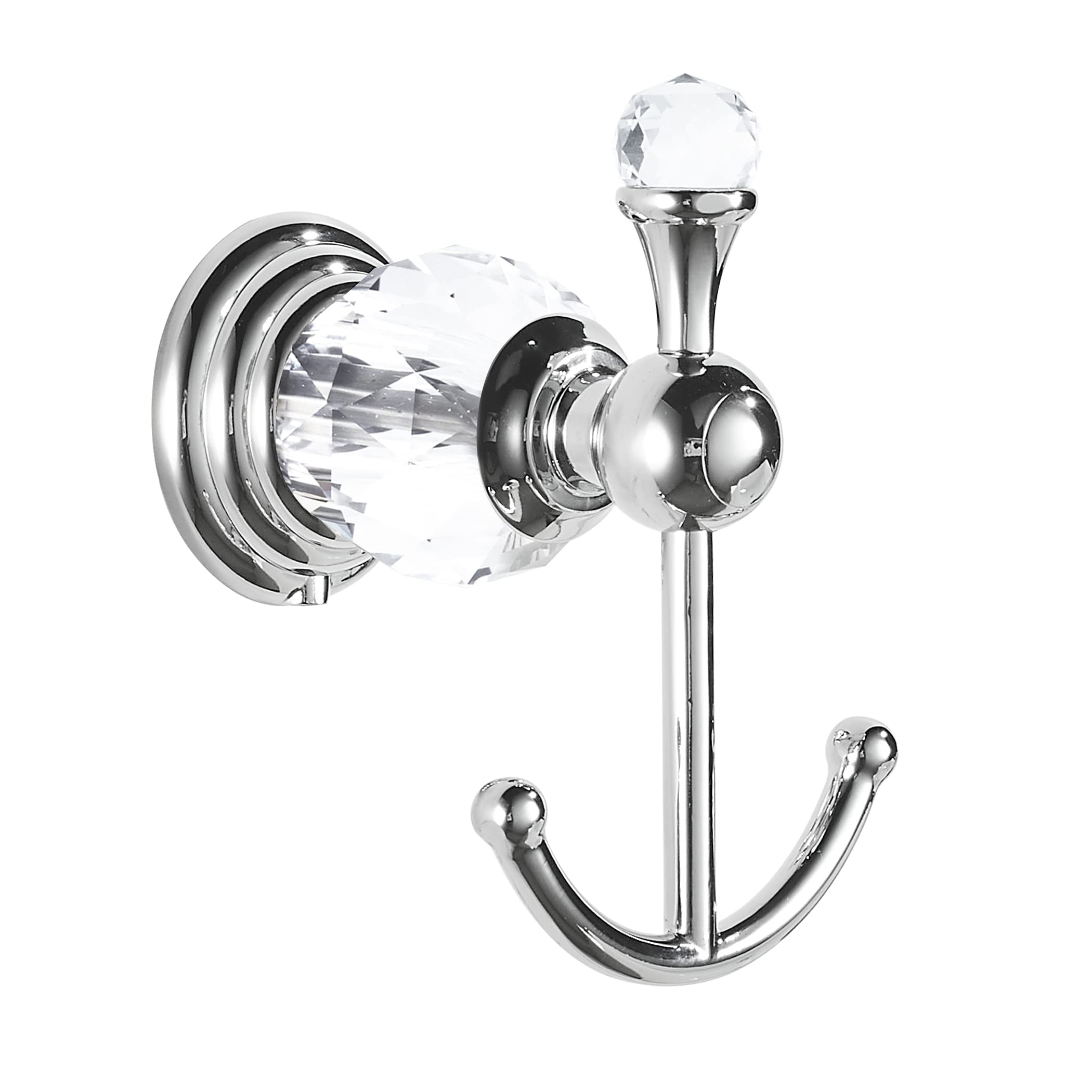 BATHSIR Polished Chrome Alloy Towel Hook,Modern Silver Crystal Coat Robe Hook Wall Mounted