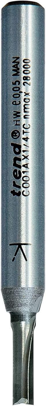 Trend CraftPro Straight Two Flute Router Cutter 1/4 Shank 3mm dia 9.5mm TC view 2