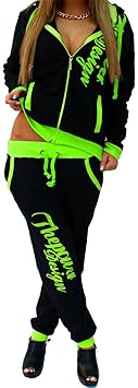Unbekannt Damen Jogginganzug Trainingsanzug Hose + Jacke Damen Jogginganzug Trainingsanzug 2tlg Set lang bequem Fitness große