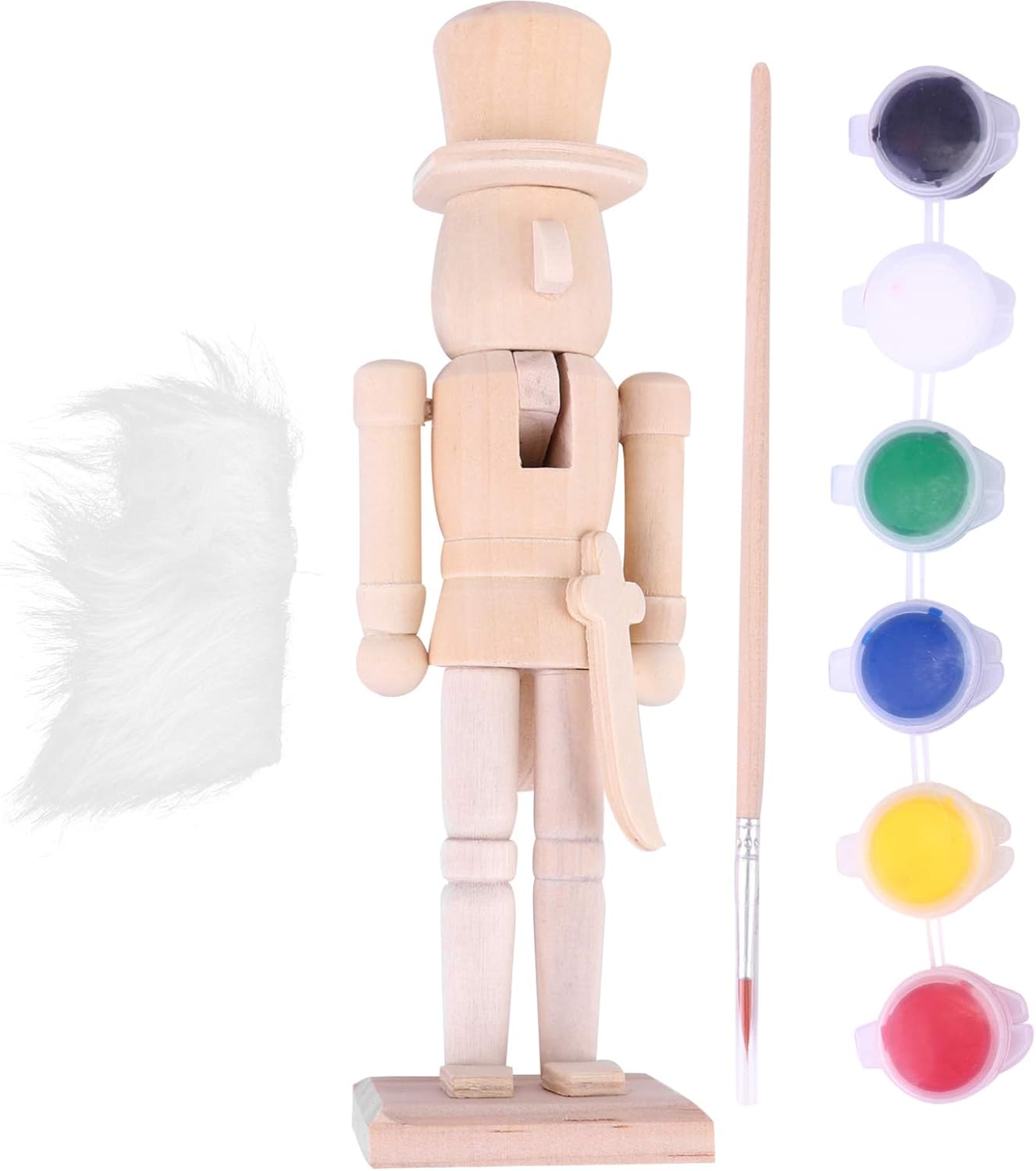 Nutcrackers - EXCEART Wooden Nutcracker Figures Wooden Unpainted Doll DIY Blank Paint Toy Christmas Nutcracker Soldier for Kids Gift DIY Craft Christmas Decoration (with Paint Brush)