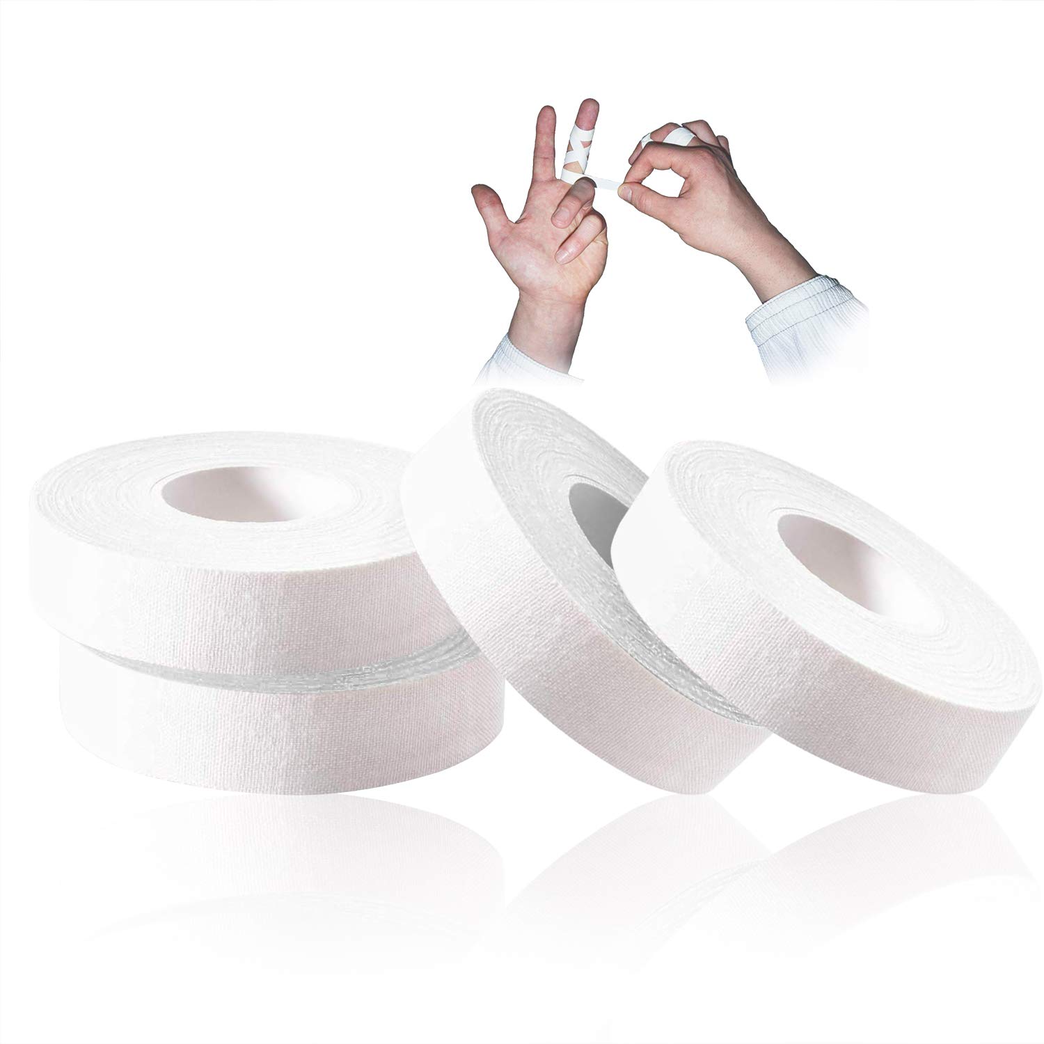 Tusenpy 4 Rolls Finger Tape,Sports Climbing Tape Jiu Jitsu Tape for Preventing Sprains and Strains,1.5cm*13.7m (White)