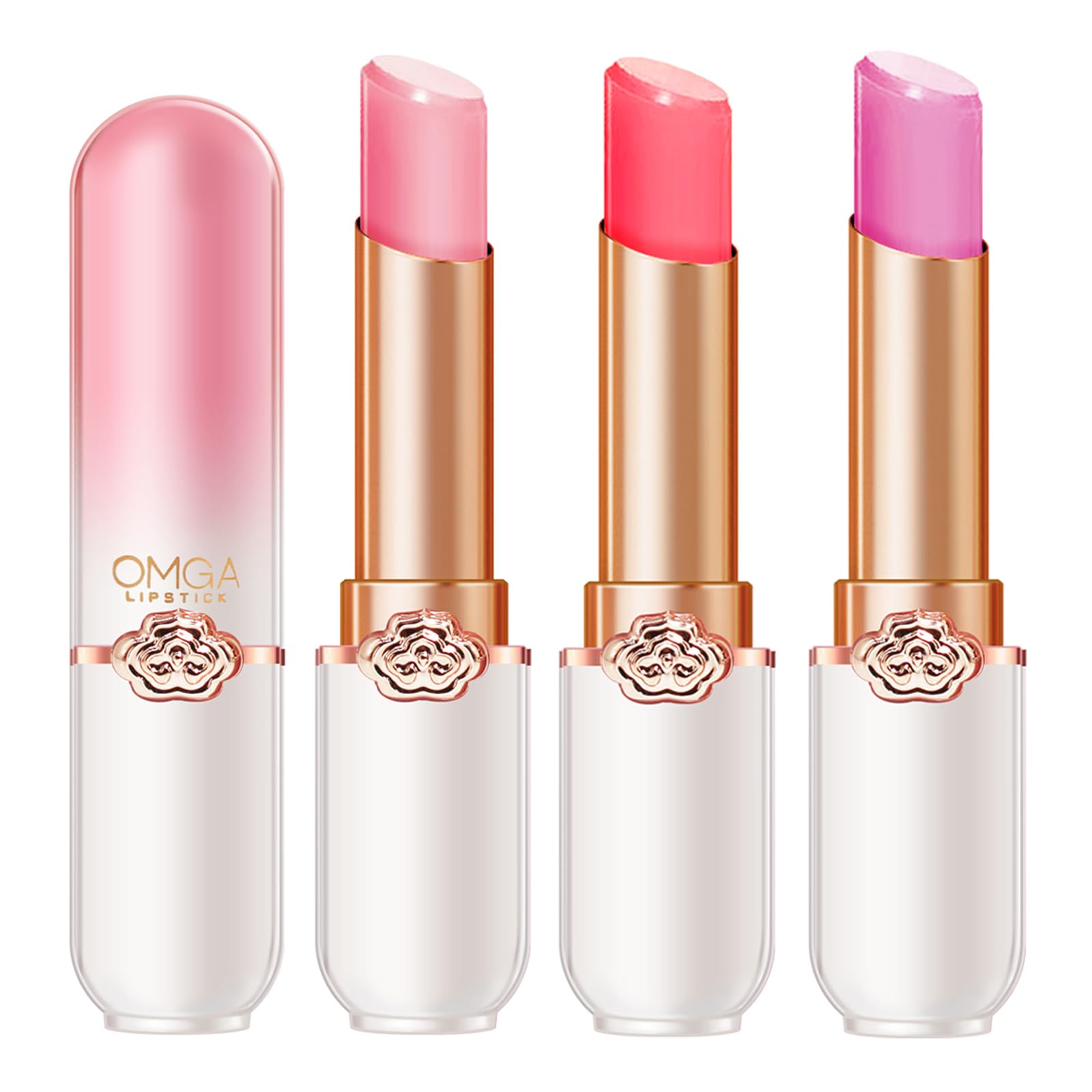 3PCS Lip Balm, Clear Colour Temperature Change Lipstick Set, Long Lasting Moisturising Lipstick Women's Lip Care, Natural Lip Protection, Lip Repair (#A)