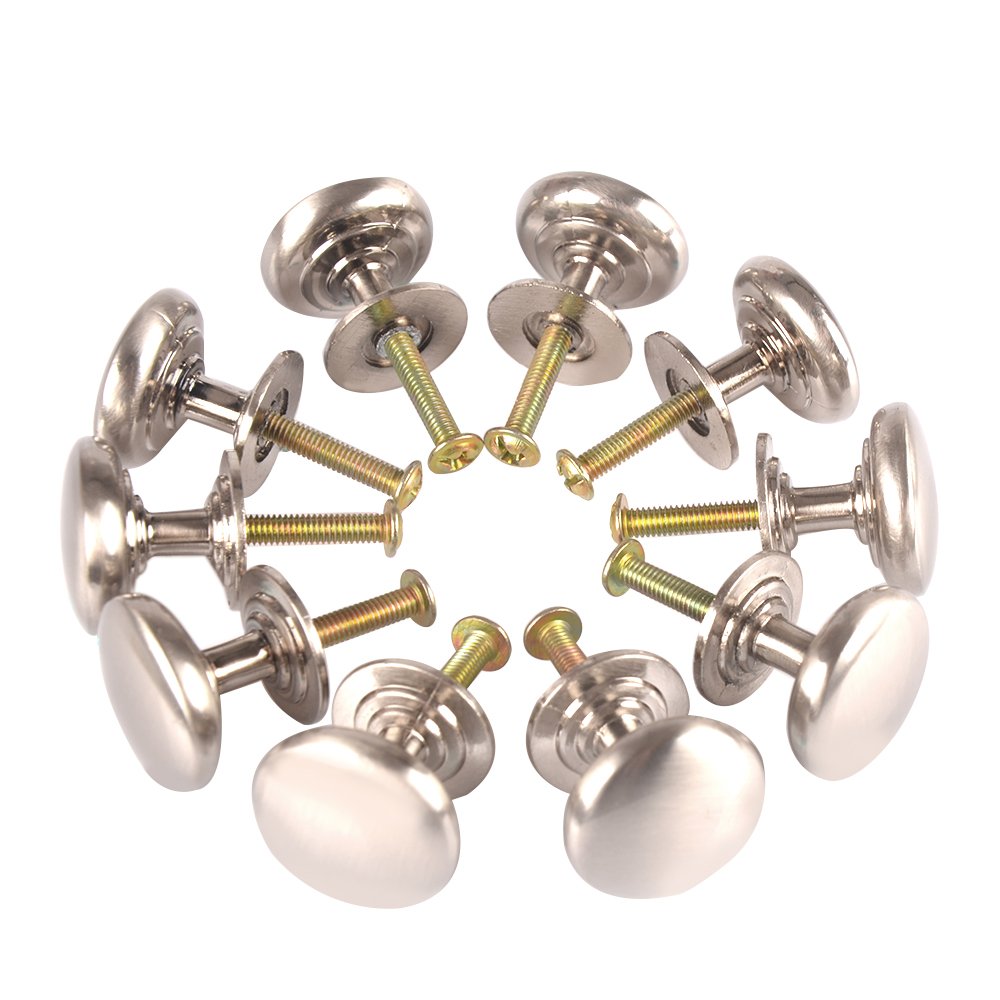 MyArmor 10pcs Satin Polished Zinc Alloy Round Single Hole Door Knobs Closet Pull Handles 24mm Dia. with Screws for Furniture Cabinet Cupboard Wardrobe Door Drawer Shoebox Lockset ect.