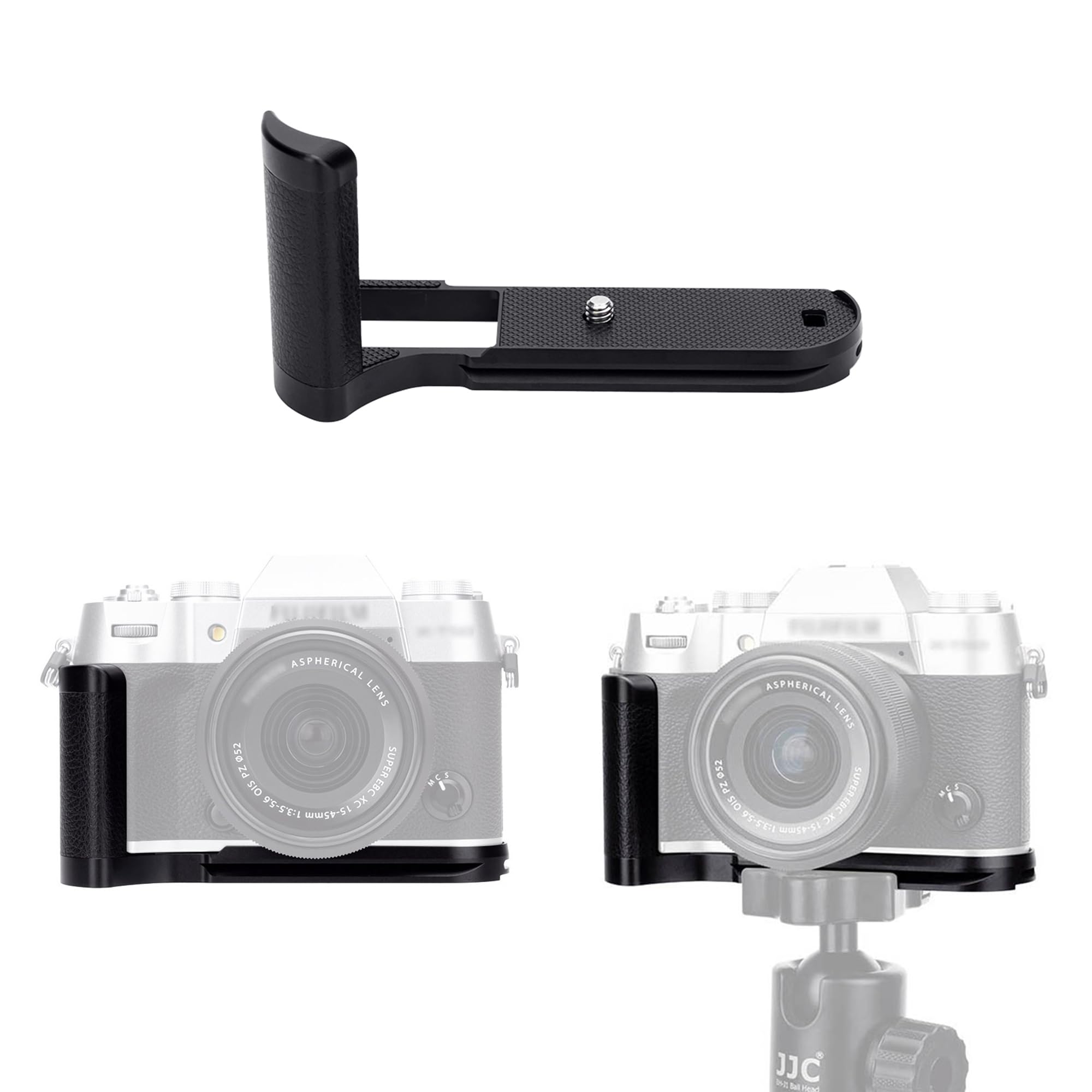 JJC Metal Hand Grip for Fujifilm Fuji X-T50 Camera - Arca Swiss Type Quick Release Plate - Anti-Slip L Bracket Enhanced Grip, Black