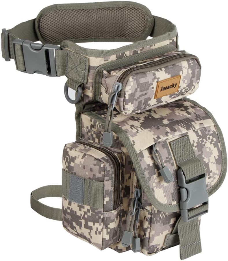 Jueachy Drop Leg Bag for Men Metal Detecting Pouch Tactical Military Thigh Waist Pack