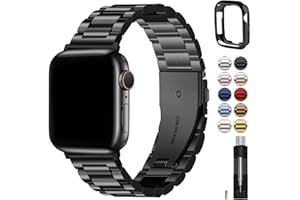 Fullmosa Compatible with Apple Watch Band 45mm 44mm 42mm 46mm 49mm 41mm 40mm 38mm, Stainless Steel Band with Case for iwatch 