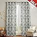 jinchan Linen Curtains for Living Room, Blue Floral Paisley Patterned Curtains 96 Inch Length, Light Filtering Ikat Drapes for Bedroom, Vintage Farmhouse Window Treatments, Grommet Top 2 Panels, Blue