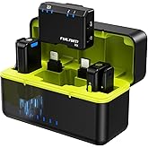 FULAIM Wireless Lavalier Microphone System, Lavalier Lapel Mic with 54H Battery Life Charging Case for DSLR Cameras/iPhone/Android/Live Streaming