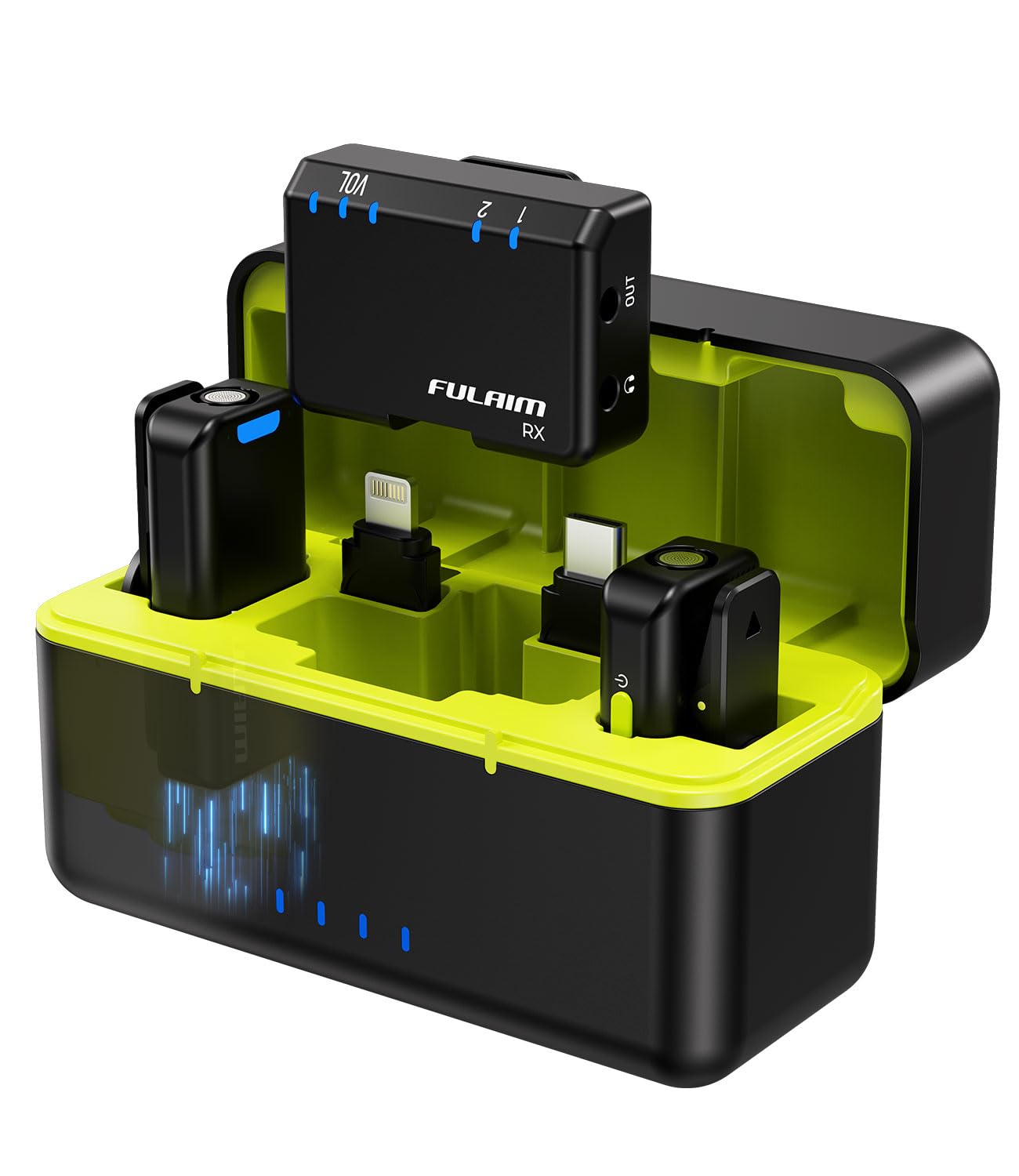 Photo 1 of **PARTIAL SET**FULAIM Wireless Lavalier Microphone System, Lavalier Lapel Mic with 54H Battery Life Charging Case for DSLR Cameras/iPhone/Android/Live Streaming