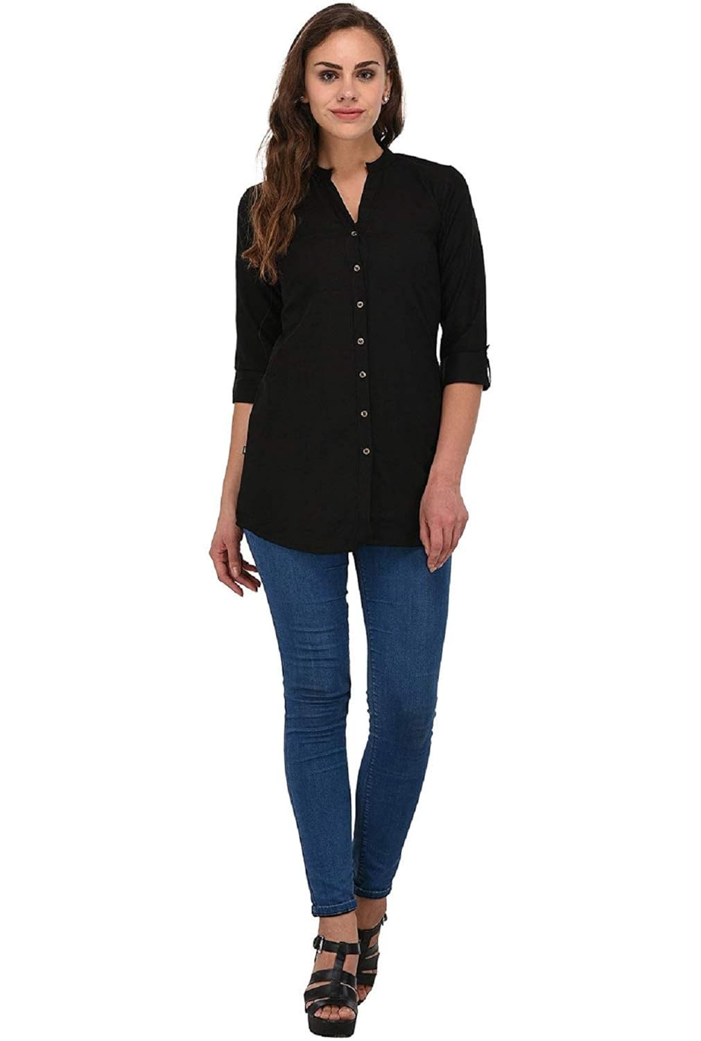 grapz solid women short kurti kurta