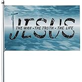 Jesus The Way, Truth, Life Garden Flag Black Funny Flag Decorative Banner for College Dorm Room, Man Cave, Tailgates and Parties - 3X5 Feet