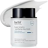 belif Super Knights Purifying Clay Mask, Hyaluronic Acid & Glycerin, Hydrating Wash Off Clay Face Mask, Pore Cleansing & Care, Targets Dryness, Oiliness & Uneven Texture, Korean Skin Care