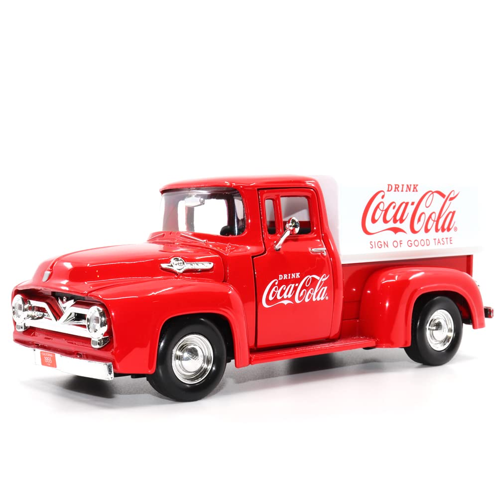 Photo 1 of Motor city classics | Coca-Cola 1955 Ford F-100 with Tarpaulin | 1:24 Scale Model Diecast Collectible | 424050