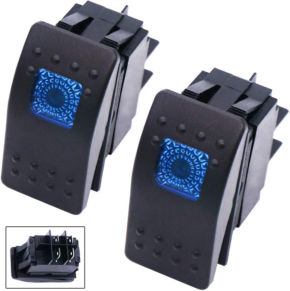 Twidec/2Pcs Boat Marine Lighted Rocker Switch 12V 20A 4Pin On/Off with Blue LED Car Offroad Push Button Toggle Switch RK1-06N-BU: Industrial & Scientific
