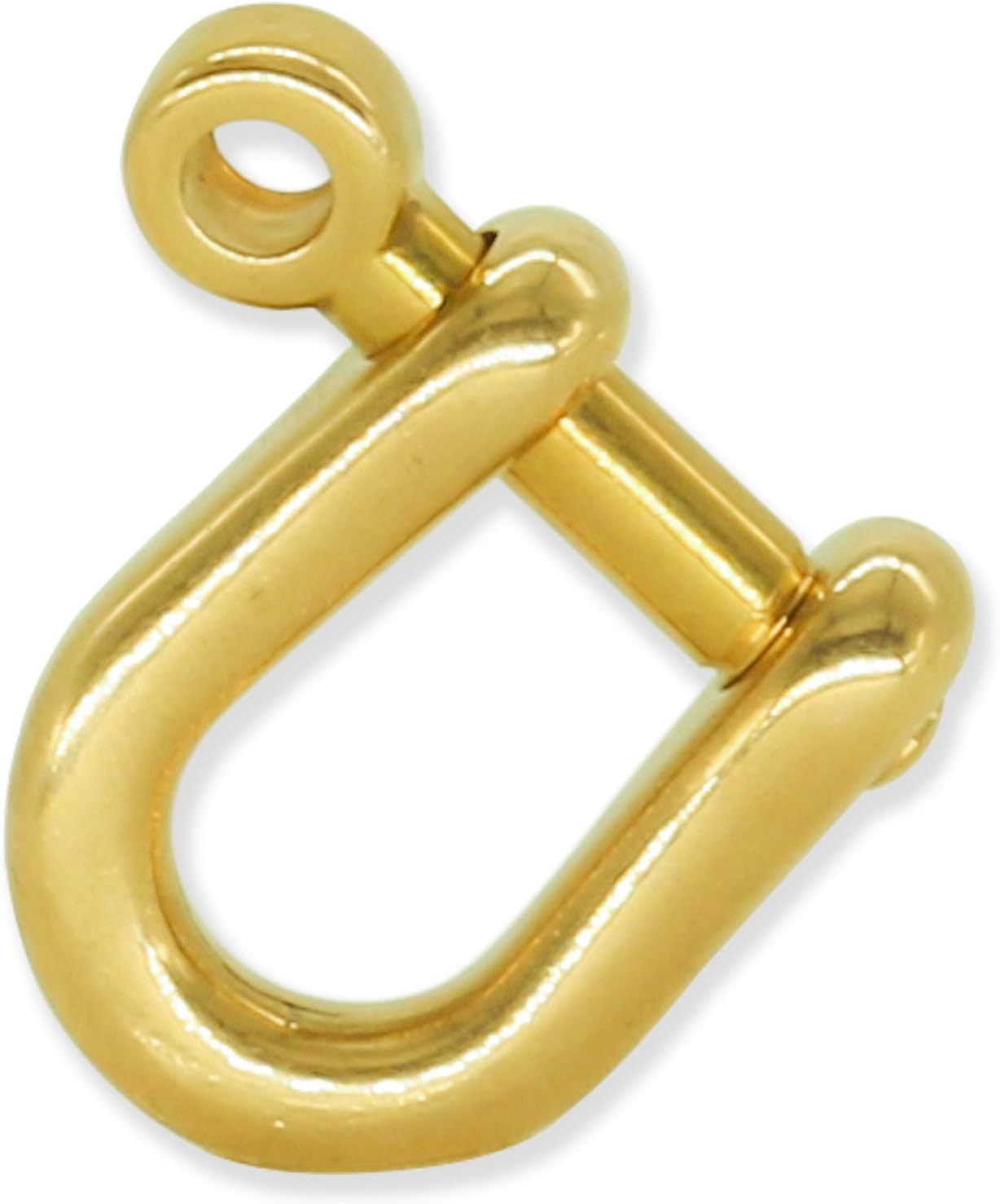 2PCS D-Rings with Screw Pure Brass Shackles Horseshoe U Shape Key Ring DIY Leather Craft Purse Small Heavy Duty Keychains for Car Keys Easy Open Durable Driving Keychain (Small-1/4")
