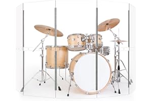 YSBLHCT Drum Shield 5-Panels 2ft x 5ft - Acrylic with Stainless Steel Hinges - Perfect for Churches, Home Practice, and Live Performances