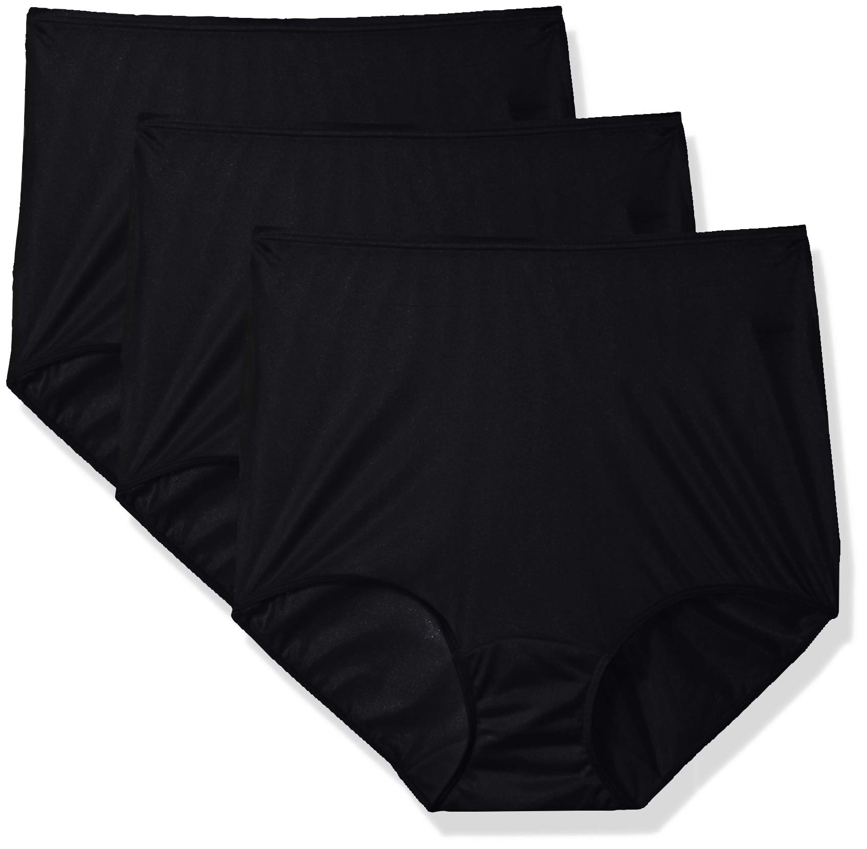 Photo 1 of Shadowline Women's Hidden Elastic Nylon Full Brief Panty 3-Pack Underwear, black, 7