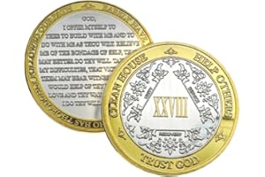 MYRECOVERYSTORE Silver & Gold 1-50 Years Alcoholics Anonymous Medallion AA Coin Capsule Included