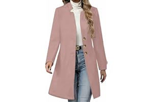 Womens Single Breasted Pea Coat Winter Fashion Notched Lapel Mid Long Wool Blend Trench Coats Casual Ladies Outerwear