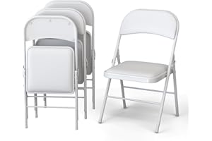 Our Modern Space 4 Pack Leather Chair | Foldable & Stackable | 350 lbs Capacity Steel Frame Seats for Indoor or Outdoor | Commercial Use Events Wedding Party Events Bulk Picnic Kitchen Dining - White