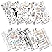 Aboat 10 Sheets Metallic Temporary Tattoos 200 Shimmer Designs (Gold, Silver, Black)
