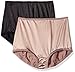 Vassarette Women's Undershapers 2-Pack Light Control Brief 40201, Walnut/Black, Large/7