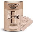 PATCH 100 Count Value Pack, Organic Natural Bamboo Eco-Friendly Adhesive Bandages for Abrasions & Grazes, Hypoallergenic Wound Care for Sensitive Skin, Compostable, Biodegradable, Latex & Plastic Free