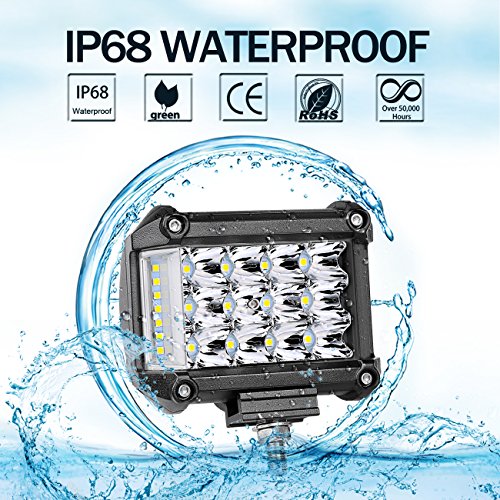 Side Shooter LED Pods, AutoPowerPlus 2Pcs 4" 76W Off Road Driving Fog Lights Flood Spot Combo Light Bar Waterproof LED Cube Work Lights for Truck Jeep Boat ATV UTV SUV Mainre, 2 Years Warranty