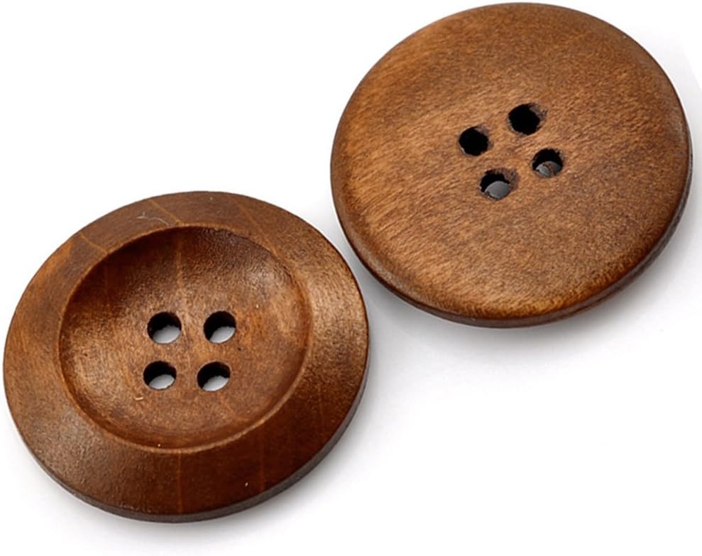 50pcs Wooden Buttons for Handmade Art-Crafts 4 Holes Wood Buttons