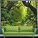 Leofanger Misty Forest Tapestry Nature Green Tree Wall Tapestry Virgin Rainforest Landscape Wall Hanging for Bedroom Living Room (51.2