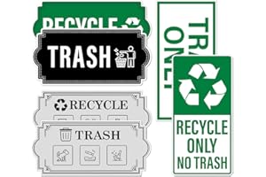 RABOWA Pack 6 Pcs Recycle and Trash Sticker for Trash Cans Garbage Bins Recycling Bin Labels Waste Signs Indoor Outdoor Home Offices Bumper Stickers Reusable Waterproof Vinyl Decals Set