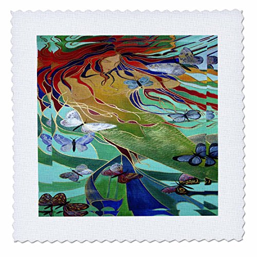 3dRose qs_18281_1 Mythology Mermaid Quilt Square, 10 by 10-Inch
