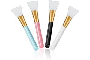 BICASUU Silicone Face Mask Applicators, Flexible Facial Mud Masks Applicator, Hairless Moisturizers Tools, Soft Facial Brushes for Mud, Clay,（4pcs）