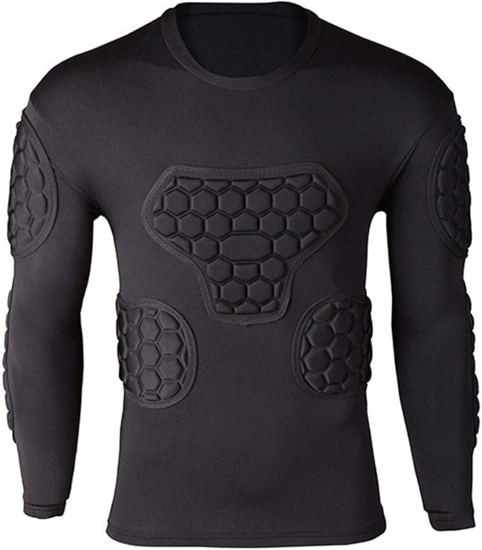 RED SHORE Men's Padded Football Compression Shirt,Body Safe Long Sleeve