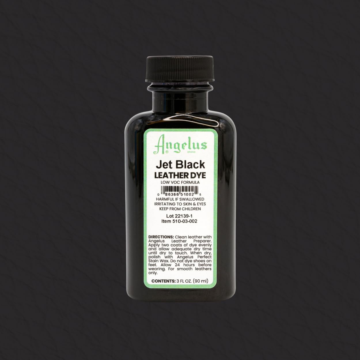 Angelus Leather Dye - Flexible Leather Dye for Shoes, Boots, Bags, Crafts, Furniture, & More 3oz (Jet Black)