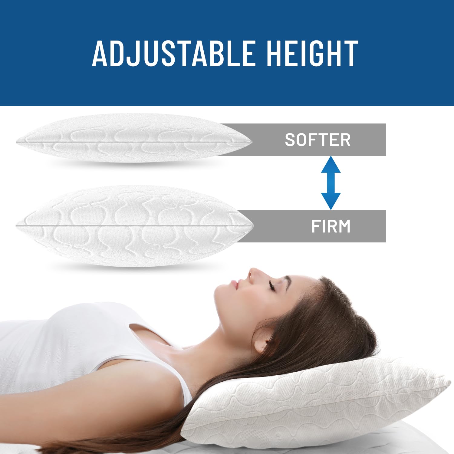 Everlasting Comfort Shredded Memory Foam Pillows with Adjustable Loft - 2X Better Cooling - Japanese Cooling Fiber Pillow Case - Hypoallergenic Pillows for Side Sleepers (King)