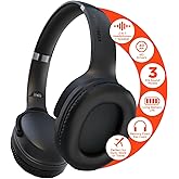 HyperGear Black Wireless Headphones - Over Ear Bluetooth Headphones, Over the Ear Noise Cancelling Gym Head Phones Women & Men Wireless Bluetooth Workout Flip Earcups In for Solo, Out for Stereo Music
