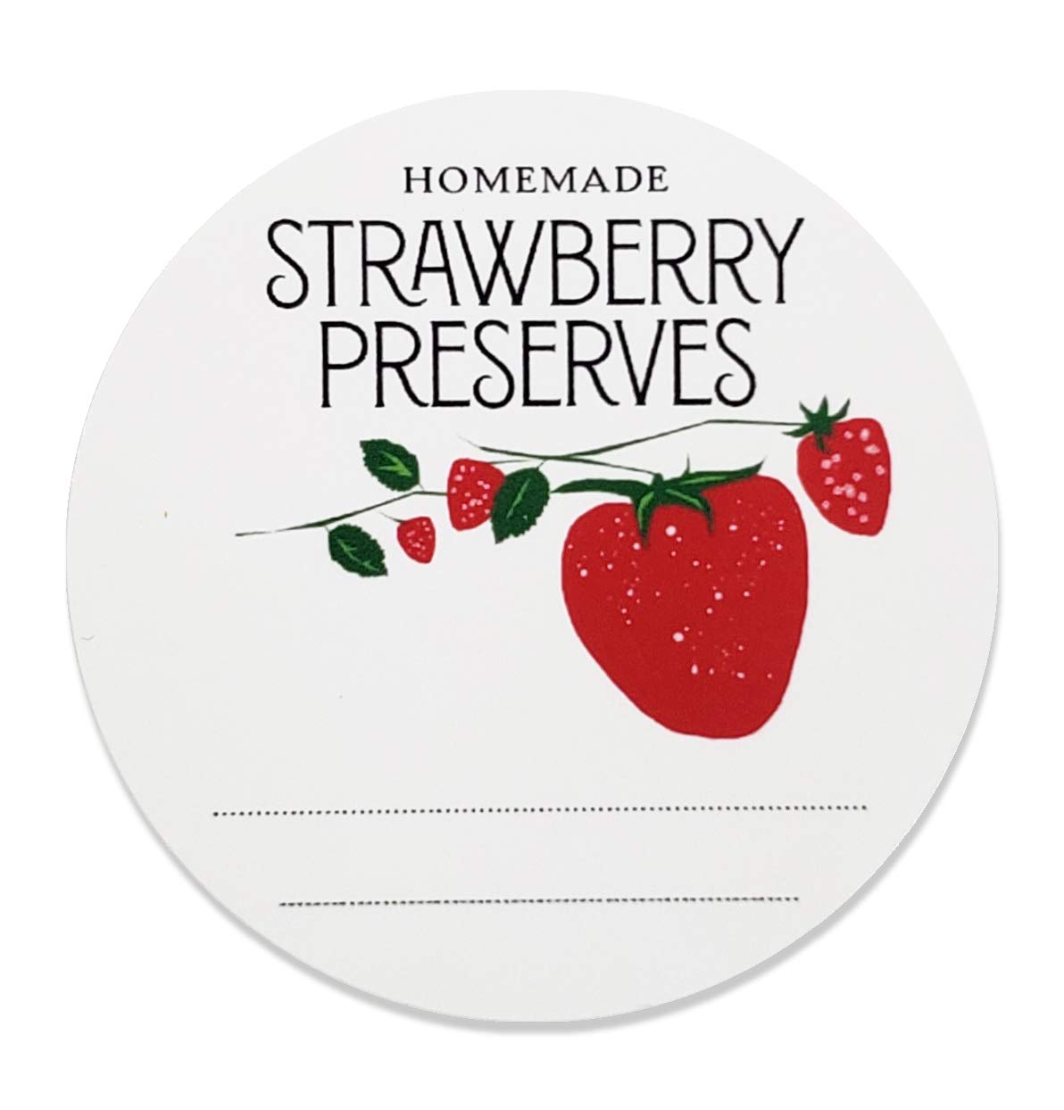 Homemade Strawberry Preserves Jam Jelly Mason Jar Labels, 50mm Round Size for Regular Mouth Jars, 18 / Package