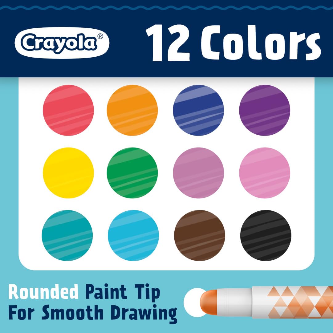 Crayola Acrylic Paint Doodle Sticks (12ct), Acrylic Paint Marker Set for Kids, Quick Dry, Multi-Surface, Less Mess, Kids Craft Supplies, Ages 8+